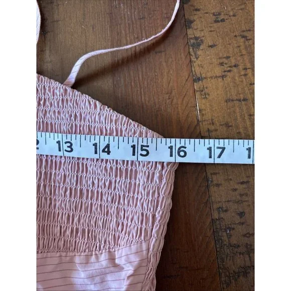 en saison Pink Pin Stripe Seersucker Dress Size Large Sundress - Picture 4 of 7